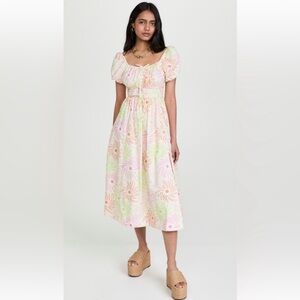 LIKELY Rena Printed Midi Dress In White Multi Size 10